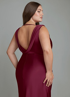 Azazie Kieryn Bridesmaid Dresses Mulberry Mermaid Pleated Stretch Satin Dress image7