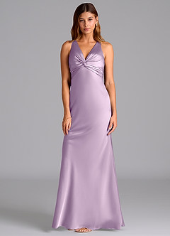 Azazie Hati Bridesmaid Dresses Frosted Lilac Mermaid Stretch Satin Dress image5