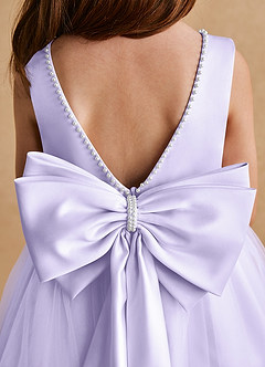 Azazie Cookie Flower Girl Dresses Lilac A-Line Bow Tulle Dress image6