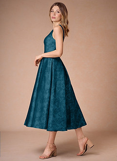 Inès Navy Black Pleated Midi Dress image6