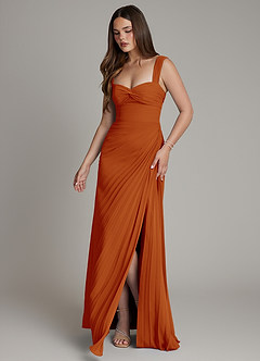 Azazie Amberly Bridesmaid Dresses Paprika Sheath Sweetheart Neckline Chiffon Dress image4