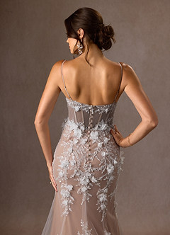 Azazie Alethea Wedding Dresses Diamond White Sand Mermaid Strapless Lace Dress image14