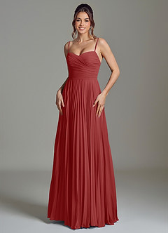 Azazie Catie Abiti da Damigella Abito A-Line in Chiffon Scollo a Cuore Ruggine image1