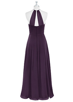 Azazie Ginger Bridesmaid Dresses Plum A-Line Halter Pleated Chiffon Dress image7