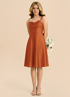 Azazie Bear Junior Cinnamon A-Line Sweetheart Neckline Stretch Satin Dress image5