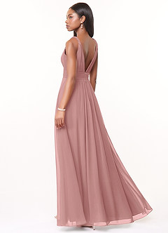 Azazie Maren Brautjungfernkleider A-Linie Plissee Chiffon Kleid Altrosa image4