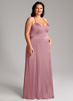 Azazie Mei Bridesmaid Dresses Vintage Mauve A-Line V-Neck Stretch Satin Dress image10