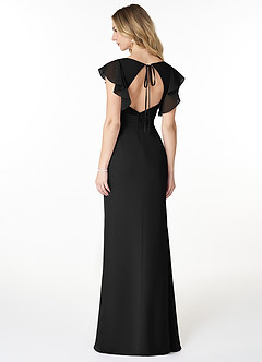 Azazie Val Bridesmaid Dresses Black Mermaid V-Neck Keyhole Chiffon Dress image2