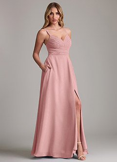 Azazie Terese Bridesmaid Dresses Dusty Rose A-Line Pleated Chiffon Dress image6