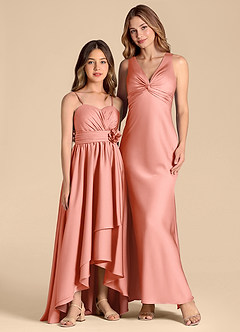 Azazie Catalina Junior Klä av A-Line i Stretch Satin Älskling Halsringning image3