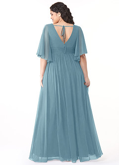 Azazie Temeka Bridesmaid Dresses Moody Blue A-Line Ruched Chiffon Dress image8