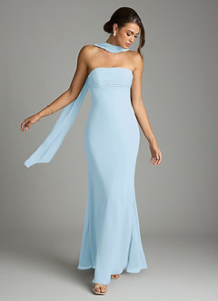 Azazie Saylor Brudtärnklänningar Klä av Sjöjungfru i Chiffong Axelbandslös Himmelsblå image7