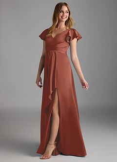 Azazie Omari Bridesmaid Dresses Auburn A-Line Stretch Satin Dress image5