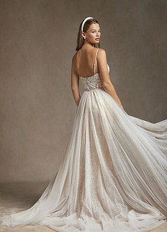 Azazie Sade Wedding Dresses Diamond White Nude Mermaid Sequins Tulle Dress image6