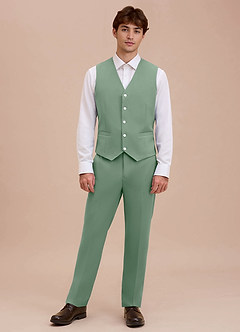 front Ethan Matcha Refined Weave Performance Suit Vest