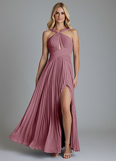 Azazie Hosanna Bridesmaid Dresses Vintage Mauve A-Line Pleated Chiffon Dress image6