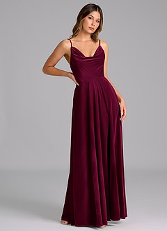 Azazie Sarella Brautjungfernkleider A-Linie Plissee Samt Kleid Cabernetrot image4