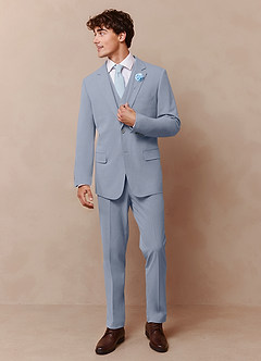 front Savile Light Blue Wool Blend Dress Pants
