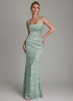 Azazie Agustina Jurken voor bruidsmeisjes Jurk van Bloemen Burn-out met Zeemeermin Korset Agave image1