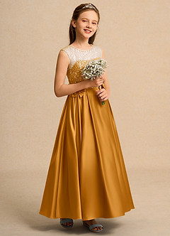 Azazie Candy Girl Flower Girl Klänningar Klä Balklänning i Matt satäng Rosett image5