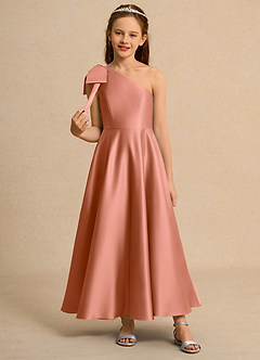 Azazie Guppy Junior Formal Flower Girl Klänningar Klä A-Line i Matt satäng Ena axeln image3