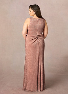 Azazie Tuscon Mother of the Bride Dresses Rose Gold A-Line Ruched Metallic Mesh Dress image8
