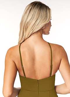 Azazie Stacey Final Sale Agave Mermaid Stretch Satin Dress image7