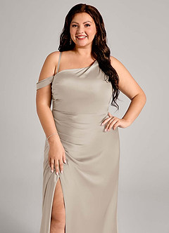 Azazie Madelyn Bridesmaid Dresses Frost Mermaid One Shoulder Stretch Satin Convertible Dress image10