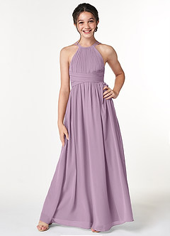 Azazie Melinda A-Line Pleated Chiffon Floor-Length Junior Bridesmaid Dress image4