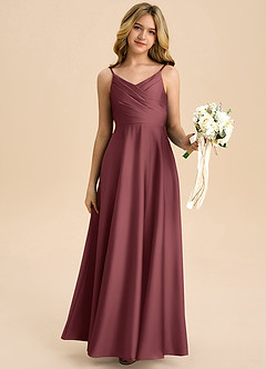 Azazie Bug Junior Abito A-Line in Raso Elasticizzato Plissettato Merlot image6