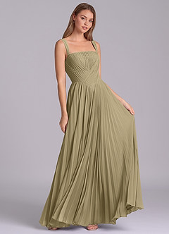Azazie Mina Bridesmaid Dresses Moss Green A-Line Pleated Chiffon Dress image3