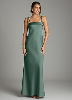 Azazie Ellia Brudtärnklänningar Klä av Tubklänning i Stretch Satin Rosett Eukalyptus image1