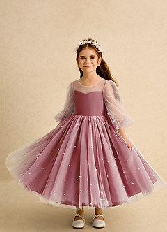 Azazie Trudy Sukienki dla dziewczynek sypiących kwiaty Suknia balowa Dekolt w kształcie serca Tiul Długość herbaty Sukienka image5