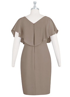 Azazie Julia Abiti per la Madre della Sposa Abito Tubino in Chiffon con Scollo a V a Pieghe Taupe image7