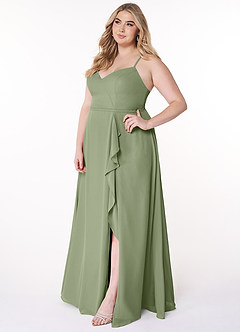 Azazie Naeem Bridesmaid Dresses Pistachio A-Line V-Neck Ruffle Chiffon Dress image10
