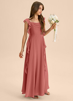 Azazie Carmin Junior Antique Rose A-Line Ruched Chiffon Dress image5