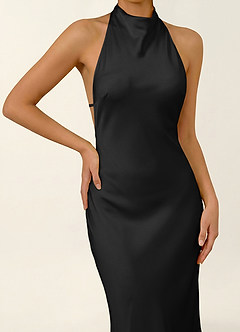 Homeper Black Open Back Stain Vacation Dress image4