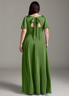 Azazie Kimber Bridesmaid Dresses Basil A-Line Ruched Stretch Satin Dress image2