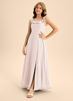 Azazie Callie Junior Rose Petal A-Line Ruched Chiffon Dress image3