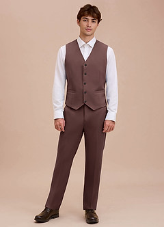 front Ethan Espresso Refined Weave Suit Vest