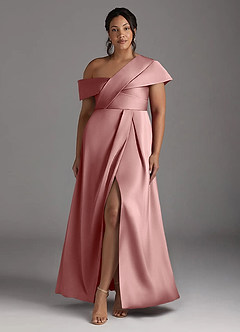 Azazie Milton Mother of the Bride Dresses Dusty Rose A-Line Pleated Stretch Satin Dress image9