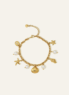 front Shell Starfish Pearl Charm Bracelet
