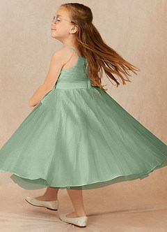 Azazie Dito Flower Girl Dresses Agave A-Line Pleated Tulle Dress image3