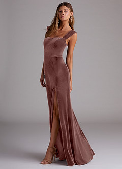 Azazie Junia Bridesmaid Dresses Espresso Sheath Off the Shoulder Velvet Convertible Dress image5