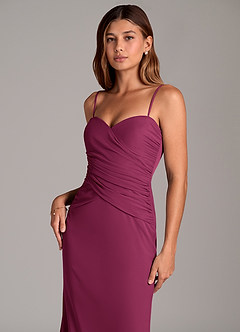 Azazie Katelyn Bridesmaid Dresses Mulberry Sheath Strapless Mesh Convertible Dress image2