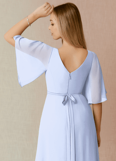 Azazie Cierra Probar vestidos en casa Vestido de Glicinia de Gasa de Corte en A con Cuello en V image8