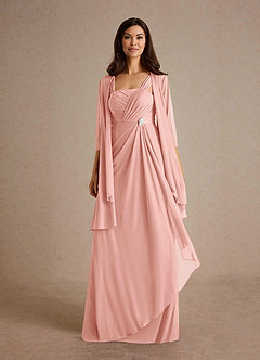 Azazie Clinton Mother of the Bride Dresses Rosette A-Line Pleated Mesh Dress image5