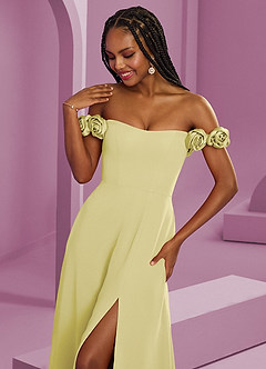 Barbie ♥ Azazie Bridesmaid Dresses Lemon Sorbet A-Line Off the Shoulder Chiffon Convertible Dress image4