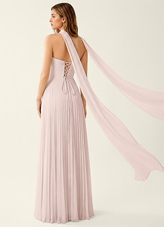 Clementine Powder Pink Chiffon 3D Flowers A-line Prom Dress image2