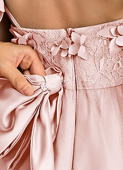 Azazie Tweety Flower Girl Dresses Blushing Pink A-Line Lace Tulle Dress image8